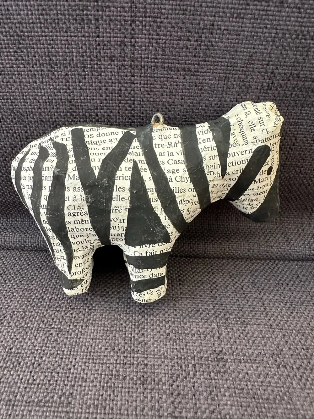 CB2 Paper-Mâché Safari Animal 4 piece Set - Newspaper Printed Animal Ornaments